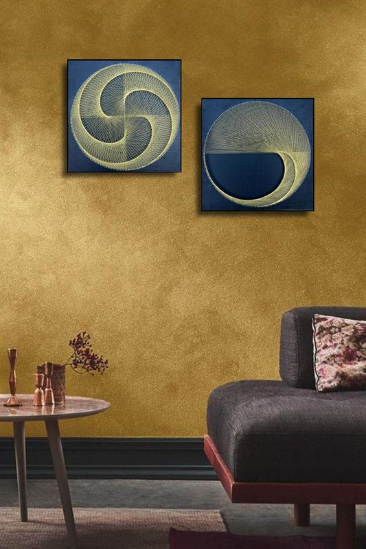 Golden Moon String Art Pair
